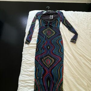 AFRM Long Sleeve Dress with Vibrant Multicolor Design